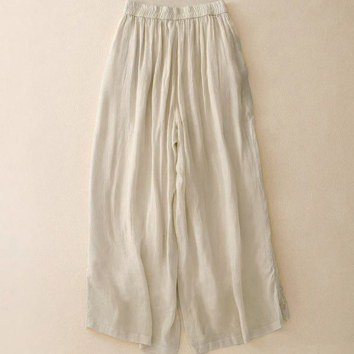Pantalones anchos para mujer con diseño de Buddha Stones bordadas en el lateral, de largo 7-8, con bolsillos - image 6