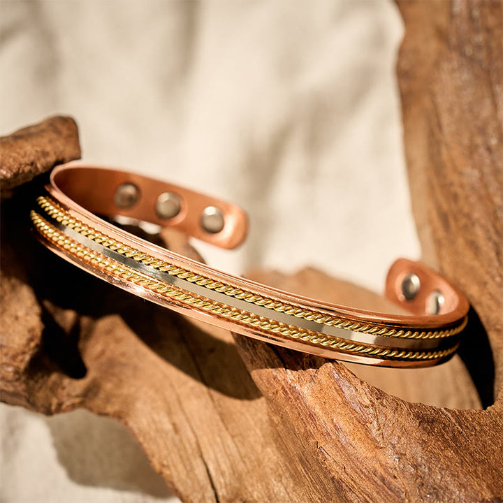 Buddha Stones Brazalete de cobre con diseño retorcido retro y abierto para la suerte y la riqueza - image 7