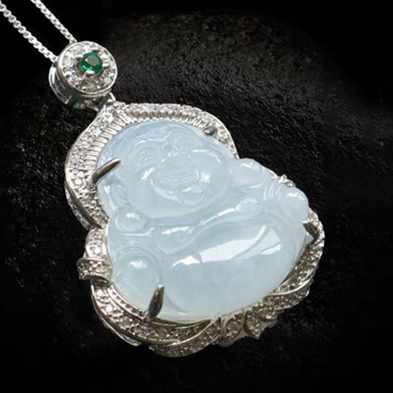 Buddha Stones Colgante de jade con forma de Buda sonriente y abundancia - image 10