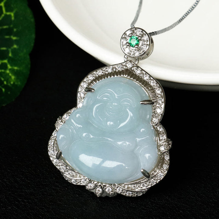 Buddha Stones Colgante de jade con forma de Buda sonriente y abundancia - image 9