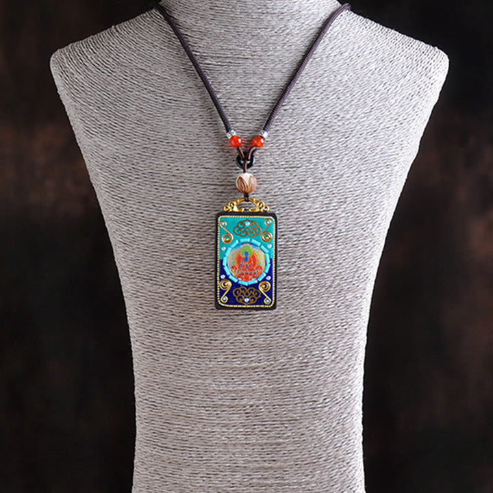 Collar con colgante de paz de madera de ébano y Buddha Stones de la Medicina - image 2