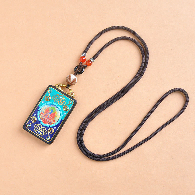 Collar con colgante de paz de madera de ébano y Buddha Stones de la Medicina - image 1