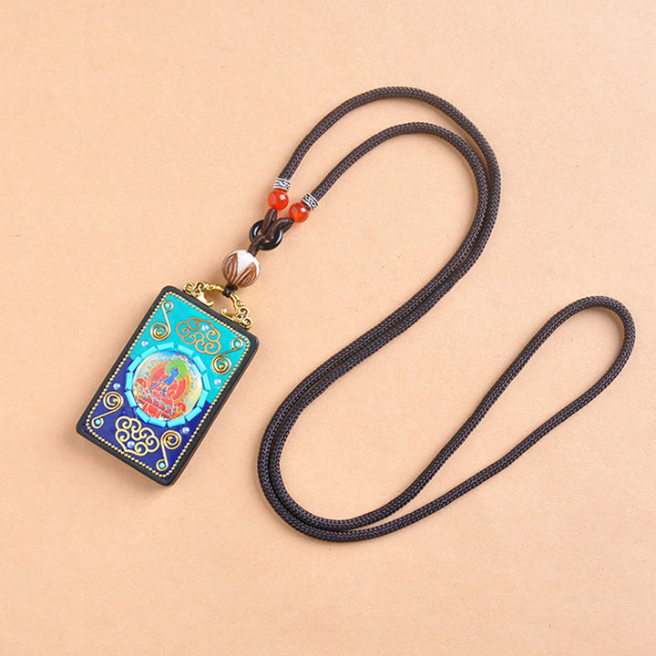Collar con colgante de paz de madera de ébano y Buddha Stones de la Medicina - image 1