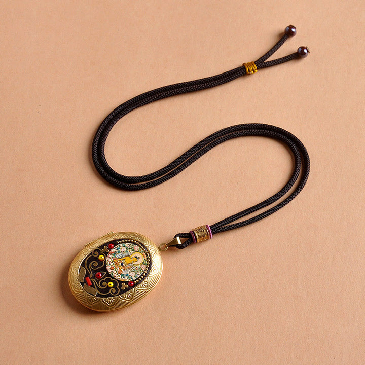 Buddha Stones Collar con colgante de riqueza de cobre Kwan Yin Avalokitesvara Zakiram - Cuerda de Tathagata (Longitud del collar: 72 cm) - image 1