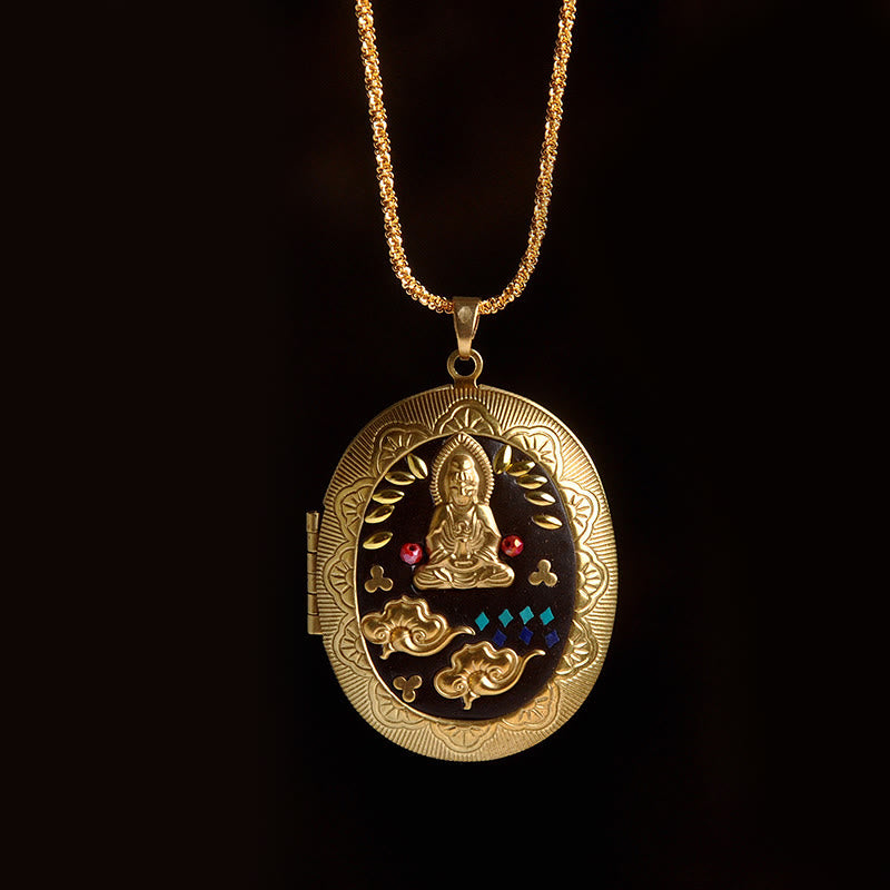 Buddha Stones Collar con colgante de riqueza de cobre Kwan Yin Avalokitesvara Zakiram - Cadena Avalokitesvara (largo del collar: 60 cm) - image 25