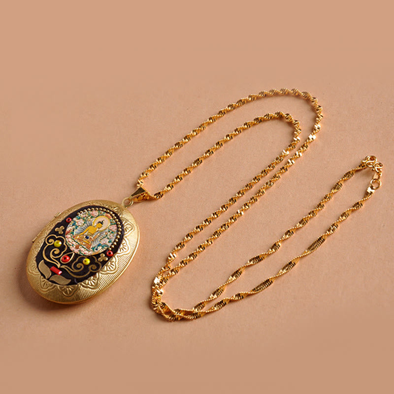 Buddha Stones Collar con colgante de riqueza de cobre Kwan Yin Avalokitesvara Zakiram - image 10