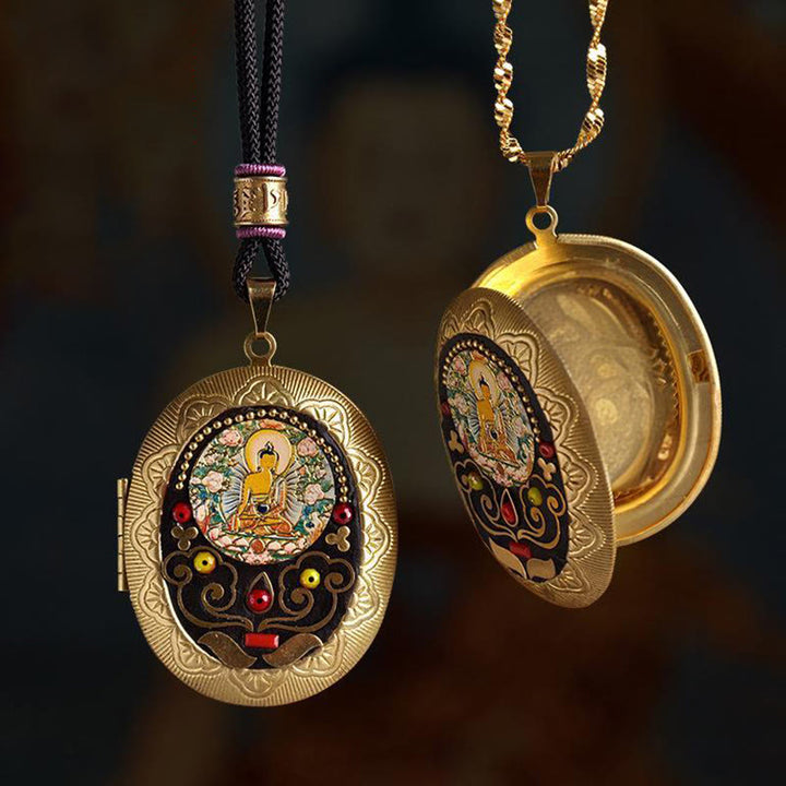 Buddha Stones Collar con colgante de riqueza de cobre Kwan Yin Avalokitesvara Zakiram - image 11