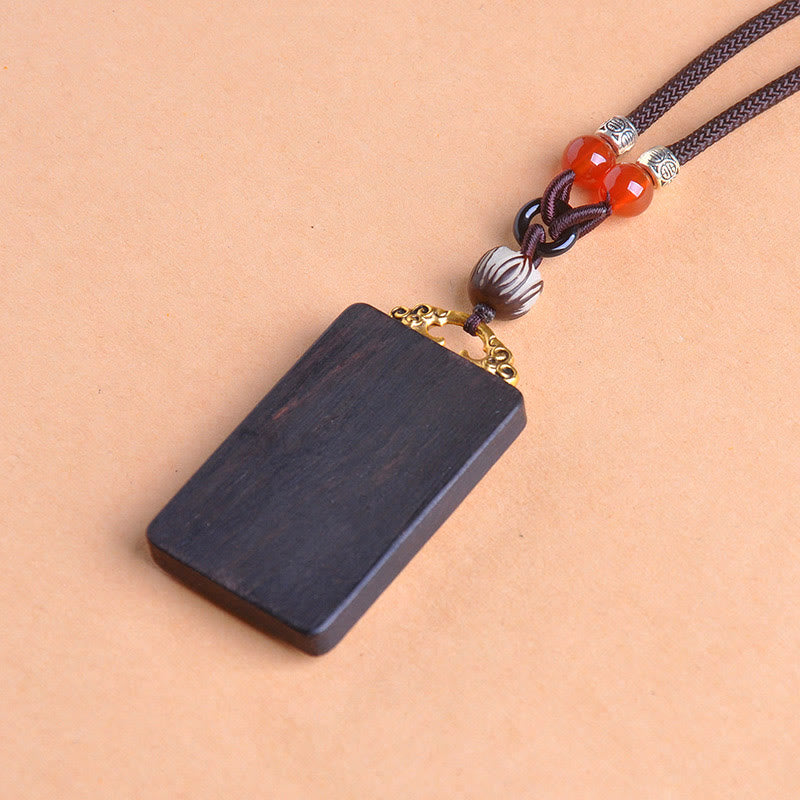 Buddha Stones Thangka Yin Yang - Collar con colgante de equilibrio de zakiram de madera de ébano con monedas de cobre - image 19