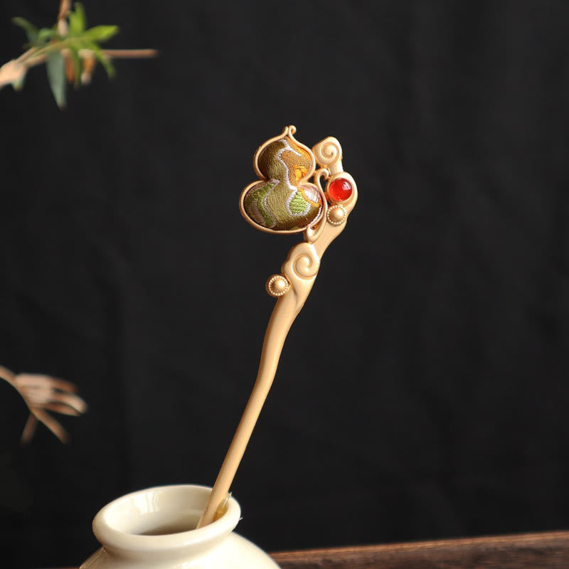 Buddha Stones Horquilla de confianza y tranquilidad con cuentas de ágata roja de calabaza - image 2