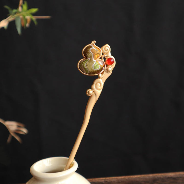 Buddha Stones Horquilla de confianza y tranquilidad con cuentas de ágata roja de calabaza - image 2