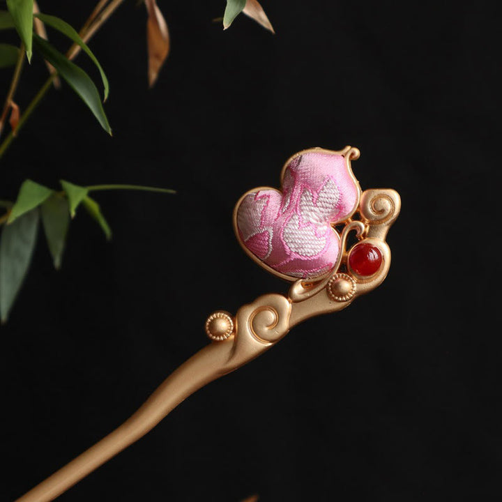 Buddha Stones Horquilla de confianza y tranquilidad con cuentas de ágata roja de calabaza - Calabaza rosa - image 7