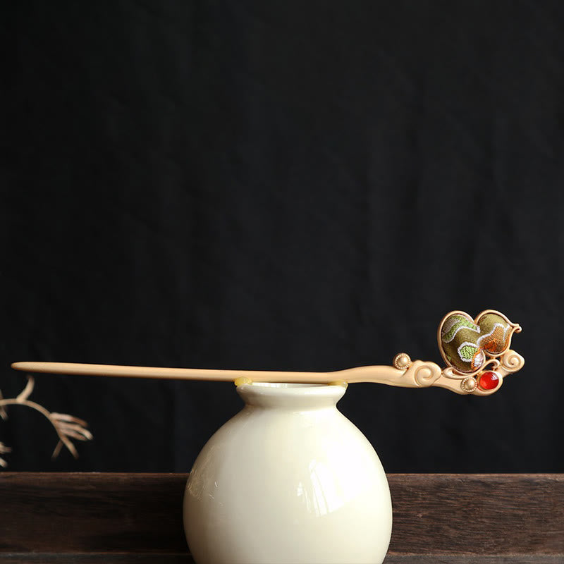 Buddha Stones Horquilla de confianza y tranquilidad con cuentas de ágata roja de calabaza - image 1