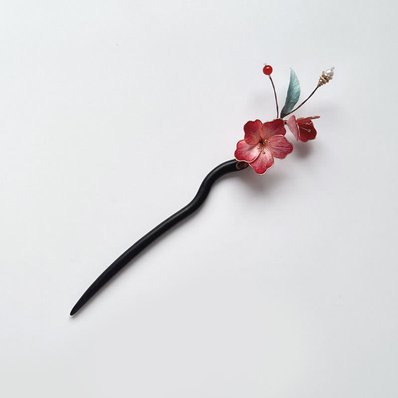 Buddha Stones Horquilla de equilibrio de madera de ébano con flor de terciopelo - Flor de terciopelo de madera de ébano - image 0