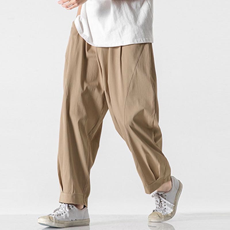 Buddha Stones Pantalones cargo tipo harén de verano para hombre, con cordón ajustable, hasta el tobillo y bolsillos - image 1