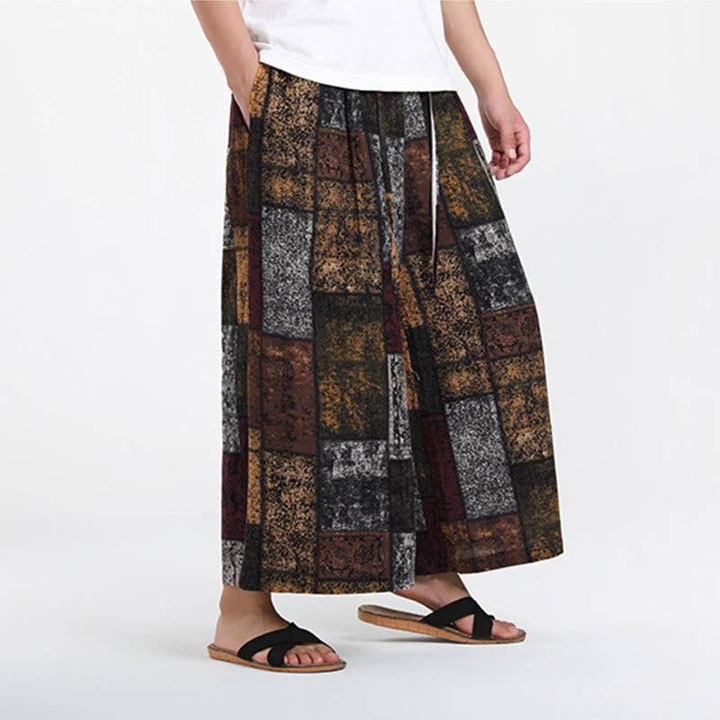Buddha Stones Pantalones anchos de verano para hombre, con diseño de patchwork, de longitud 7-8 y bolsillos - image 5