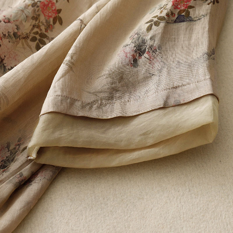 Buddha Stones Camisa de mujer con manga tres cuartos y diseño de rana con flores rojas y orquídea blanca - image 13