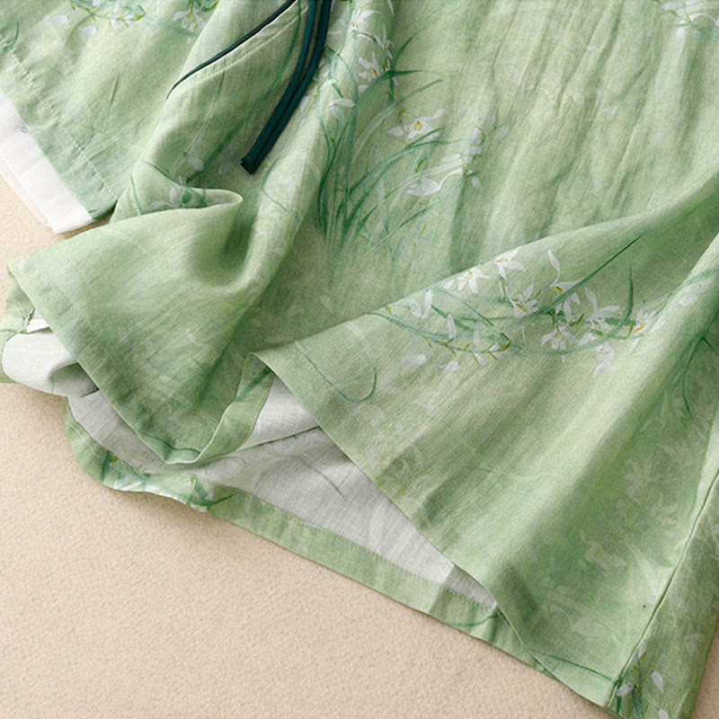 Buddha Stones Camisa de mujer con manga tres cuartos y diseño de rana con flores rojas y orquídea blanca - image 5