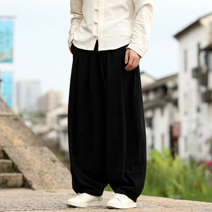 Buddha Stones Pantalones harén para hombre con cintura elástica, cordón ajustable y bolsillos - Negro - US/UK/AU46, EU56 (5XL) - image 12