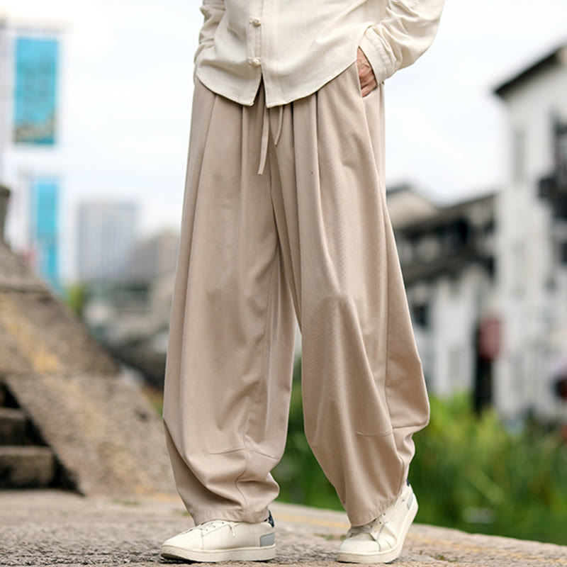 Buddha Stones Pantalones harén para hombre con cintura elástica, cordón ajustable y bolsillos - image 1