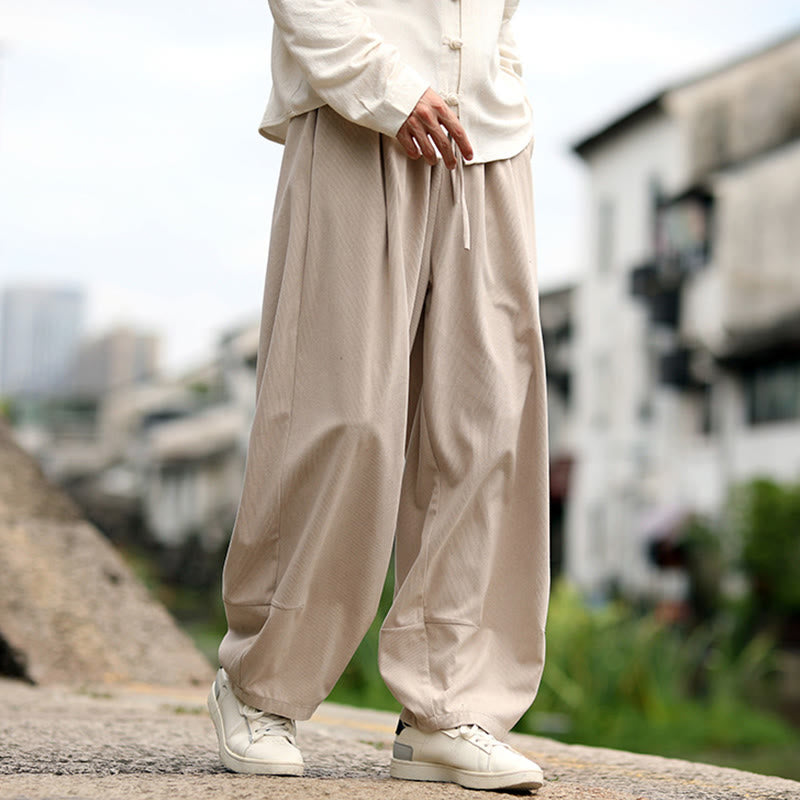 Buddha Stones Pantalones harén para hombre con cintura elástica, cordón ajustable y bolsillos - image 2