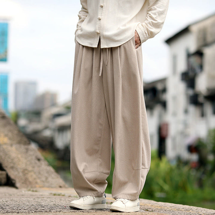 Buddha Stones Pantalones harén para hombre con cintura elástica, cordón ajustable y bolsillos - image 3