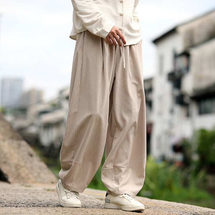 Buddha Stones Pantalones harén para hombre con cintura elástica, cordón ajustable y bolsillos - image 5
