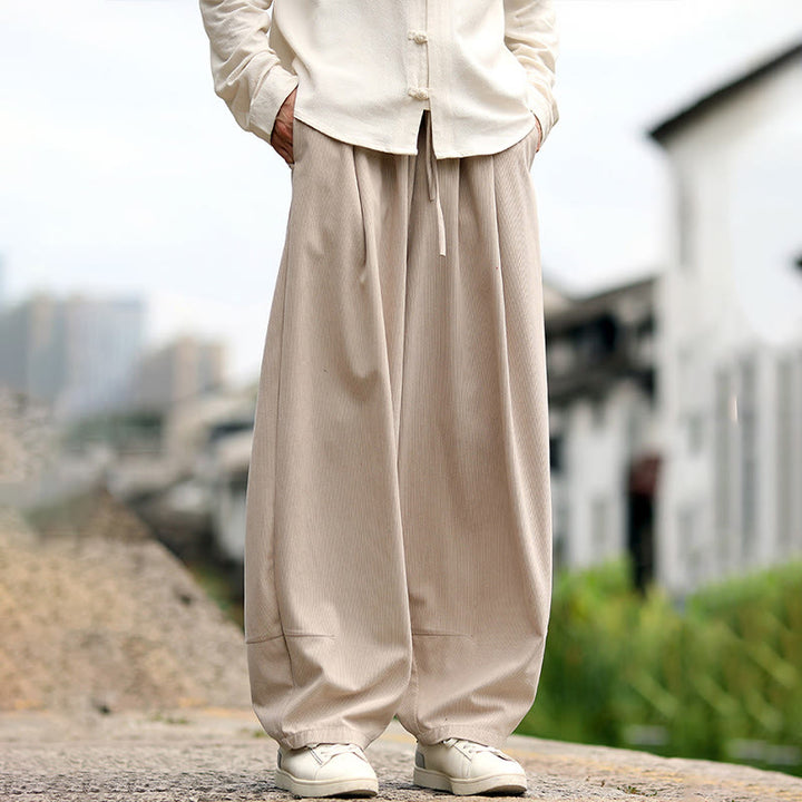 Buddha Stones Pantalones harén para hombre con cintura elástica, cordón ajustable y bolsillos - image 9
