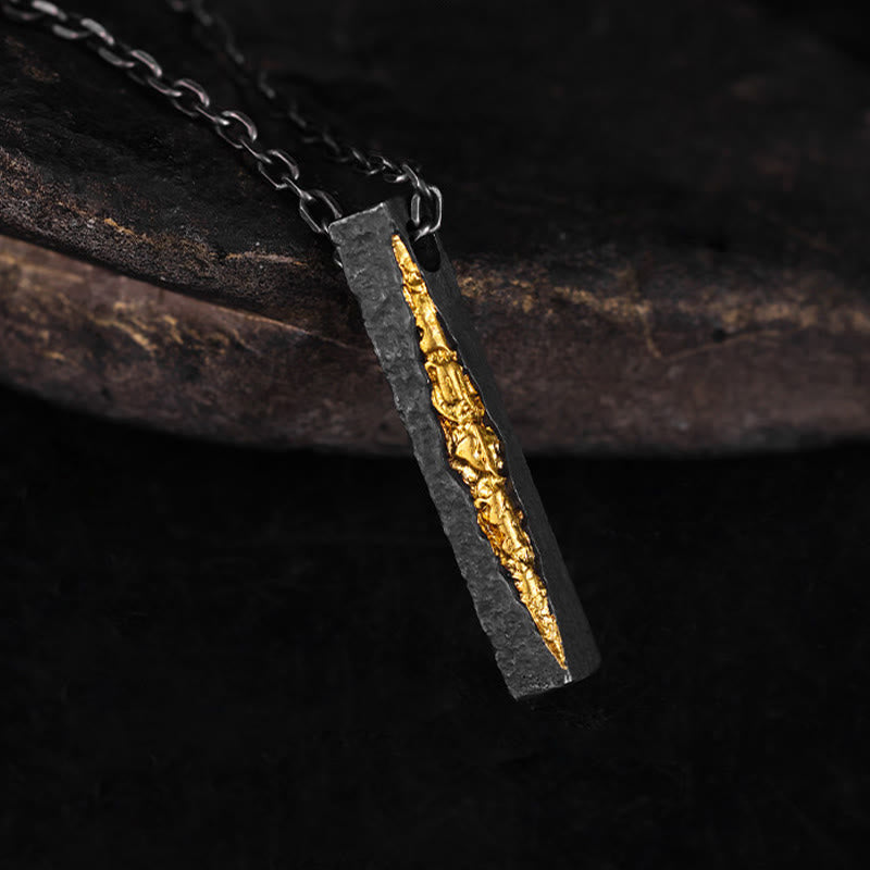 Buddha Stones Collar con colgante de sabiduría Om Mani Padme Hum en plata de ley 999 y oro 999 - image 2