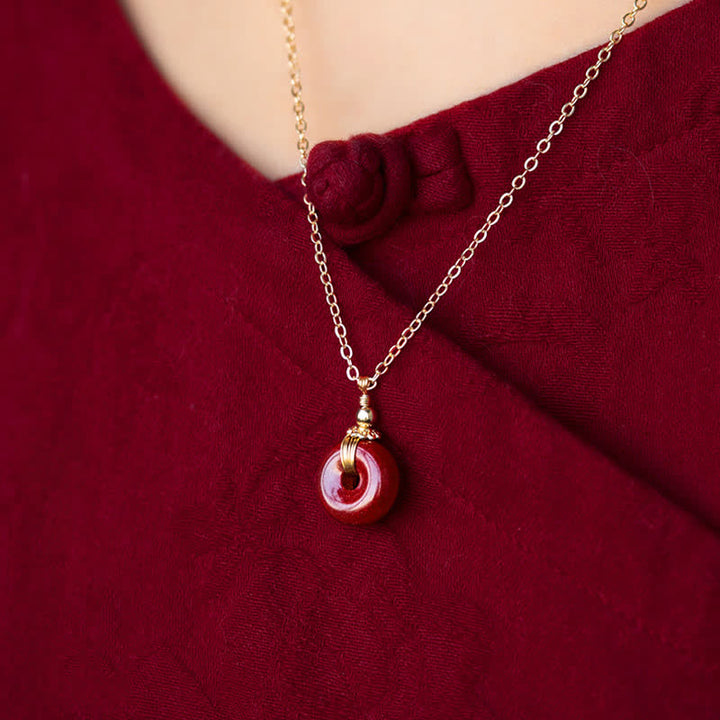 Colgante de collar con Buddha Stones , cinabrio, hebilla de la paz, bendición tranquila