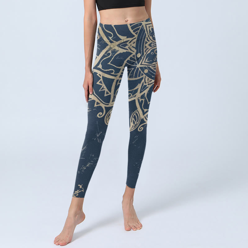 Buddha Stones Leggings de yoga para mujer con estampado de mandala retro - image 5