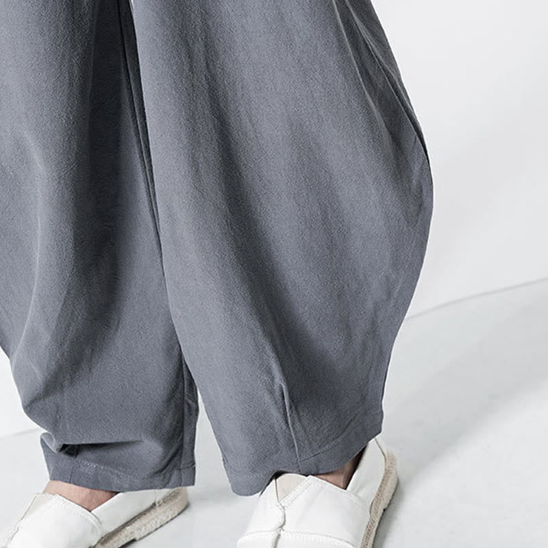 Buddha Stones Pantalones de algodón para hombre con cintura elástica y cordón ajustable hasta el tobillo con bolsillos - image 10