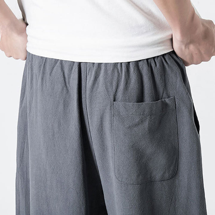 Buddha Stones Pantalones de algodón para hombre con cintura elástica y cordón ajustable hasta el tobillo con bolsillos - image 11