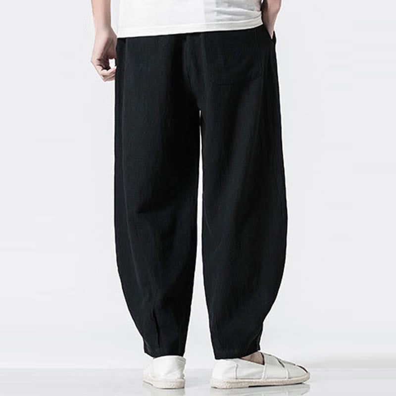 Buddha Stones Pantalones de algodón para hombre con cintura elástica y cordón ajustable hasta el tobillo con bolsillos - image 17
