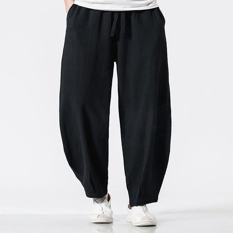 Buddha Stones Pantalones de algodón para hombre con cintura elástica y cordón ajustable hasta el tobillo con bolsillos - Negro - US/UK/AU46, EU56 (5XL) - image 12