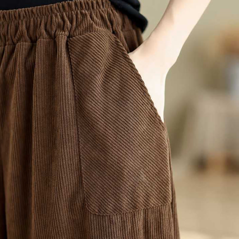 Pantalones harén de pana para mujer, de diseño sencillo, hasta los tobillos, de color liso y con bolsillos , de Buddha Stones, para invierno - image 19