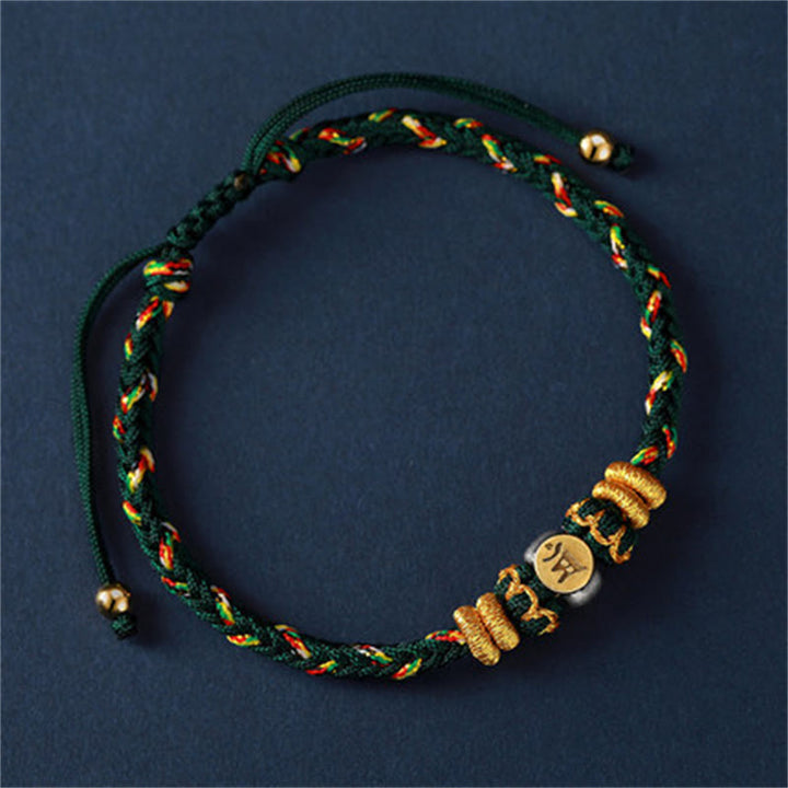 Pulsera de hilo trenzado de la suerte de plata con Buda natal del zodiaco chino de Buddha Stones - Conejo (tamaño de pulsera 18-28 cm) - image 14