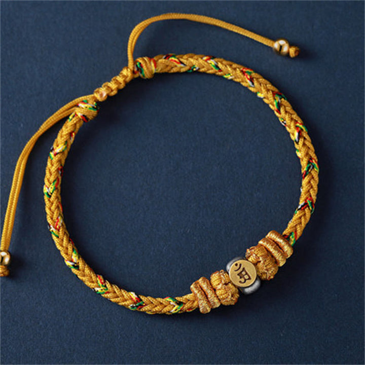 Pulsera de hilo trenzado de la suerte de plata con Buda natal del zodiaco chino de Buddha Stones - Dragón/Serpiente (Talla de pulsera 18-28 cm) - image 15