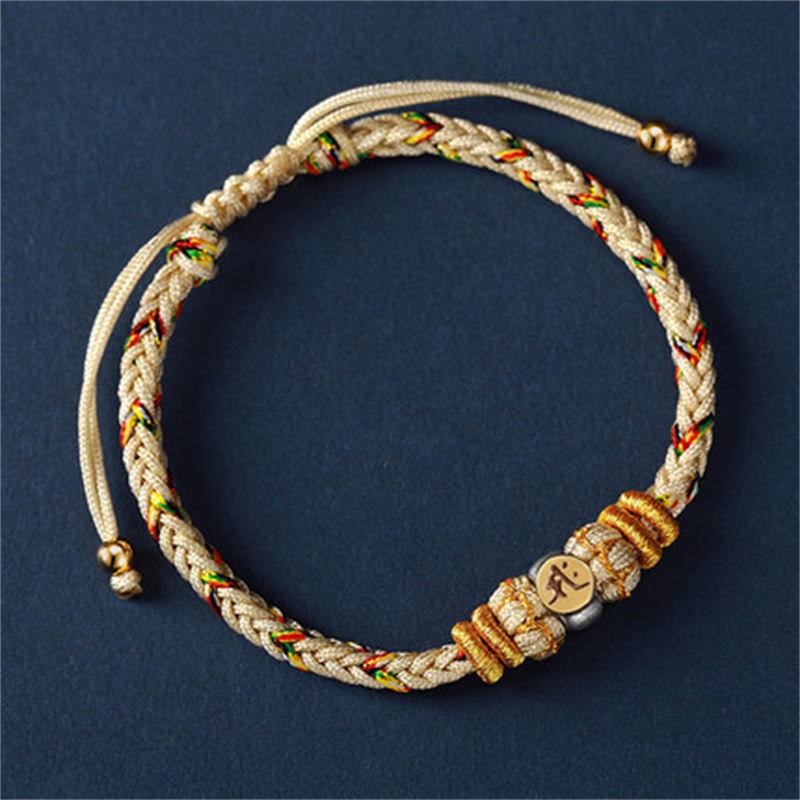 Pulsera de hilo trenzado de la suerte de plata con Buda natal del zodiaco chino de Buddha Stones - Caballo (tamaño de pulsera 18-28cm) - image 16