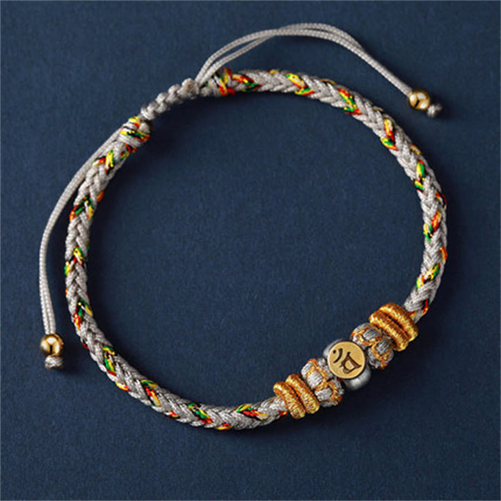 Pulsera de hilo trenzado de la suerte de plata con Buda natal del zodiaco chino de Buddha Stones - Cabra/Mono (Talla de pulsera 18-28 cm) - image 17