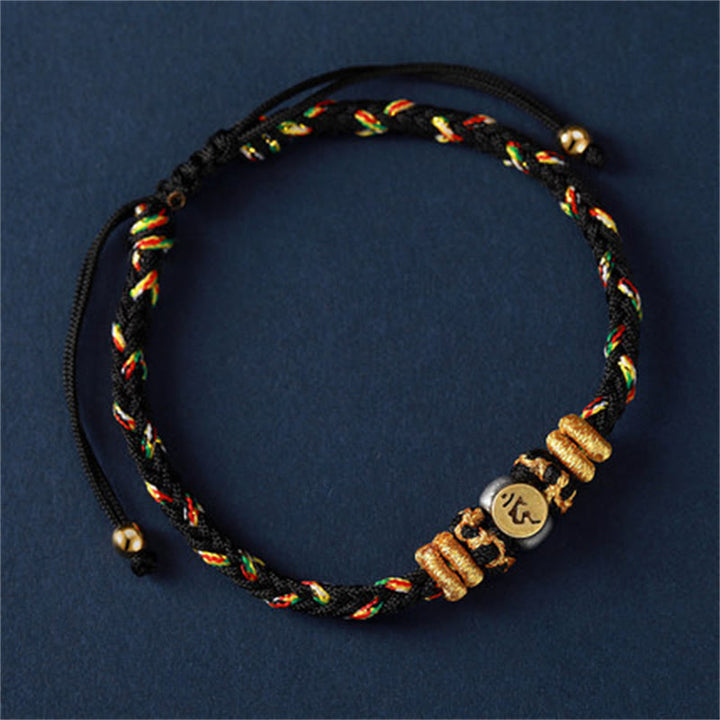 Pulsera de hilo trenzado de la suerte de plata con Buda natal del zodiaco chino de Buddha Stones - Gallo (tamaño de pulsera 18-28cm) - image 18