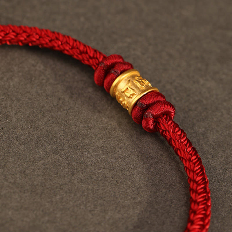 Buddha Stones Pulsera de protección de la suerte Om Mani Padme Hum de oro 999 hecha a mano del Tíbet - image 2