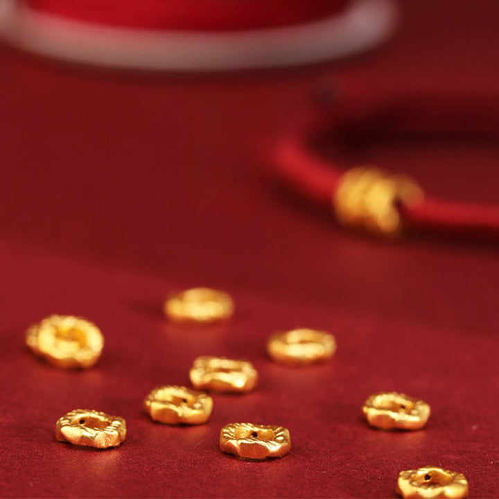 Buddha Stones Pulsera de tobillo trenzada de cuerda roja de la suerte hecha a mano con diseño de anillo de oro 999 - image 6