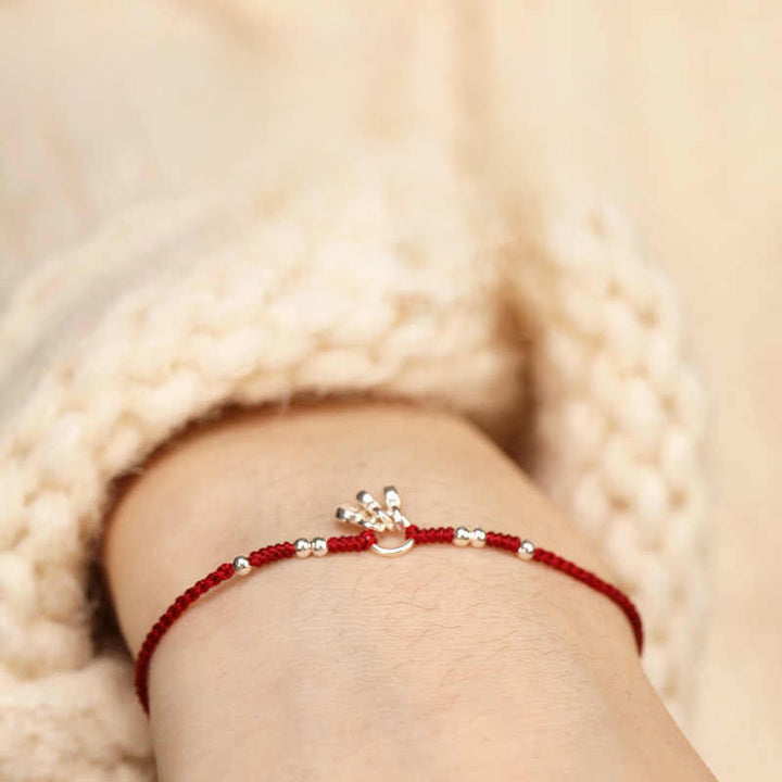 Buddha Stones Pulsera tobillera ultrafina con diseño de monedas de cobre y plata de ley 925 hecha a mano. - Pulsera roja oscura (circunferencia de muñeca: 14-18 cm) - image 9