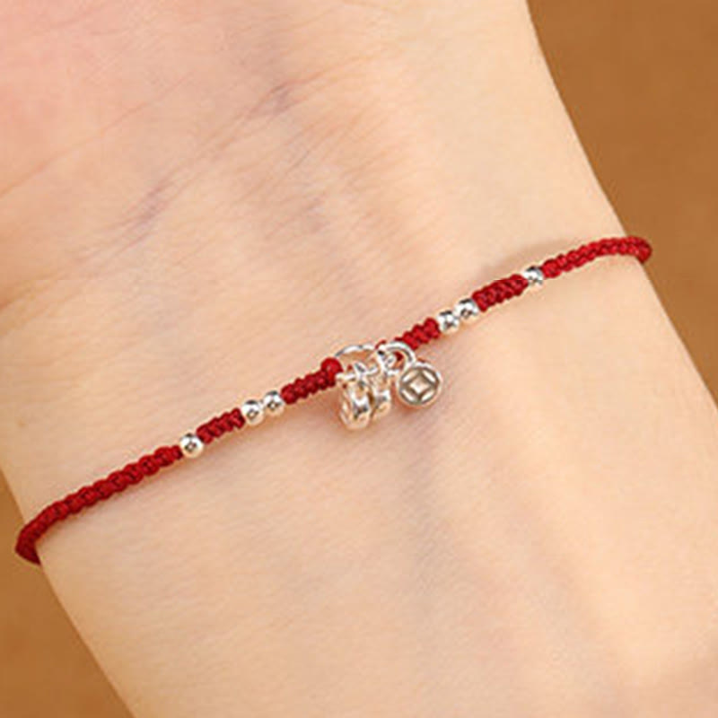 Buddha Stones Pulsera tobillera ultrafina con diseño de monedas de cobre y plata de ley 925 hecha a mano. - image 8