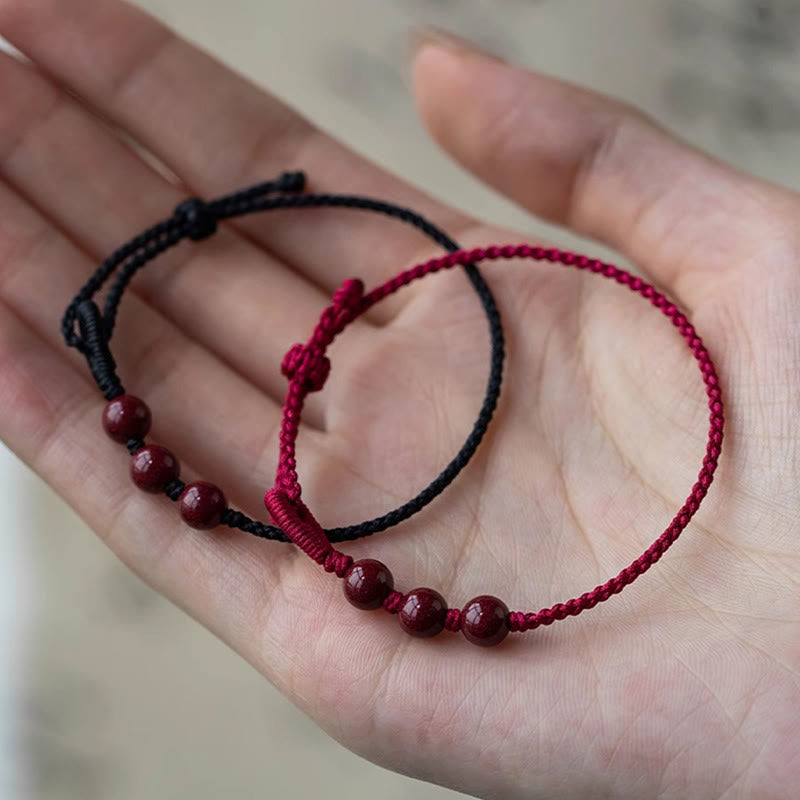 Buddha Stones Pulsera trenzada de cuentas de cinabrio con bendición de la calma hecha a mano - image 15