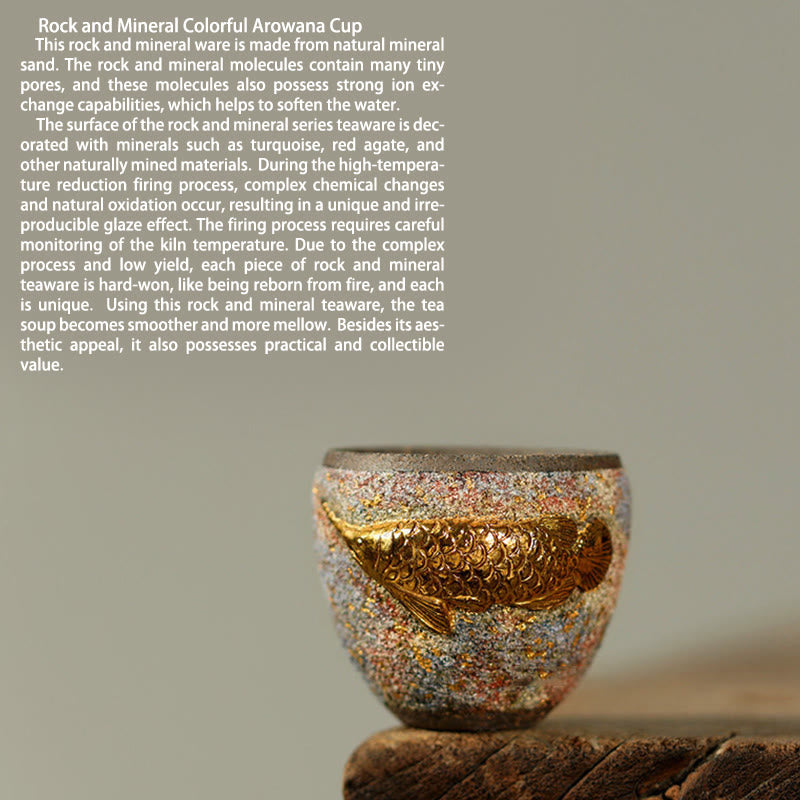 Buddha Stones Taza de té de cerámica con forma de pez koi Arowana dorado, taza de té Kung Fu - image 10