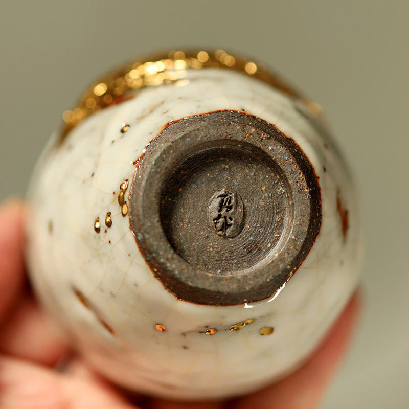 Buddha Stones Tetera de cerámica con forma de pez koi Arowana dorado hecha a mano - image 4