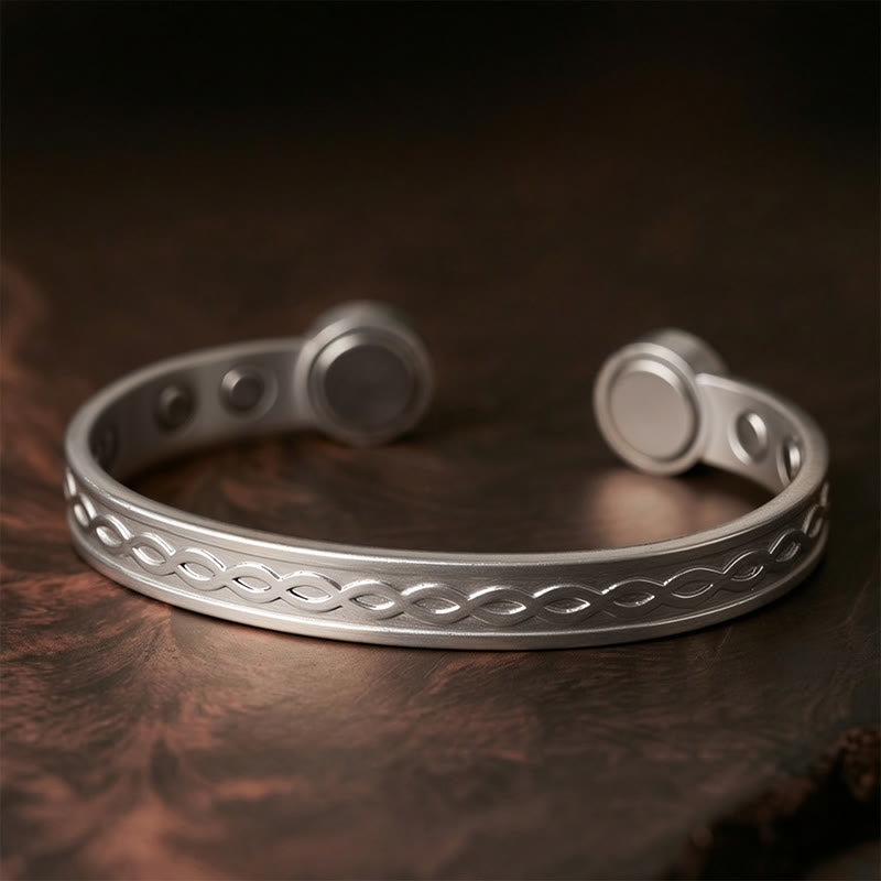 Buddha Stones Pulsera brazalete de cobre con diseño de lazo entrelazado y suerte - Plata (circunferencia de la muñeca: 15-18 cm) - image 7