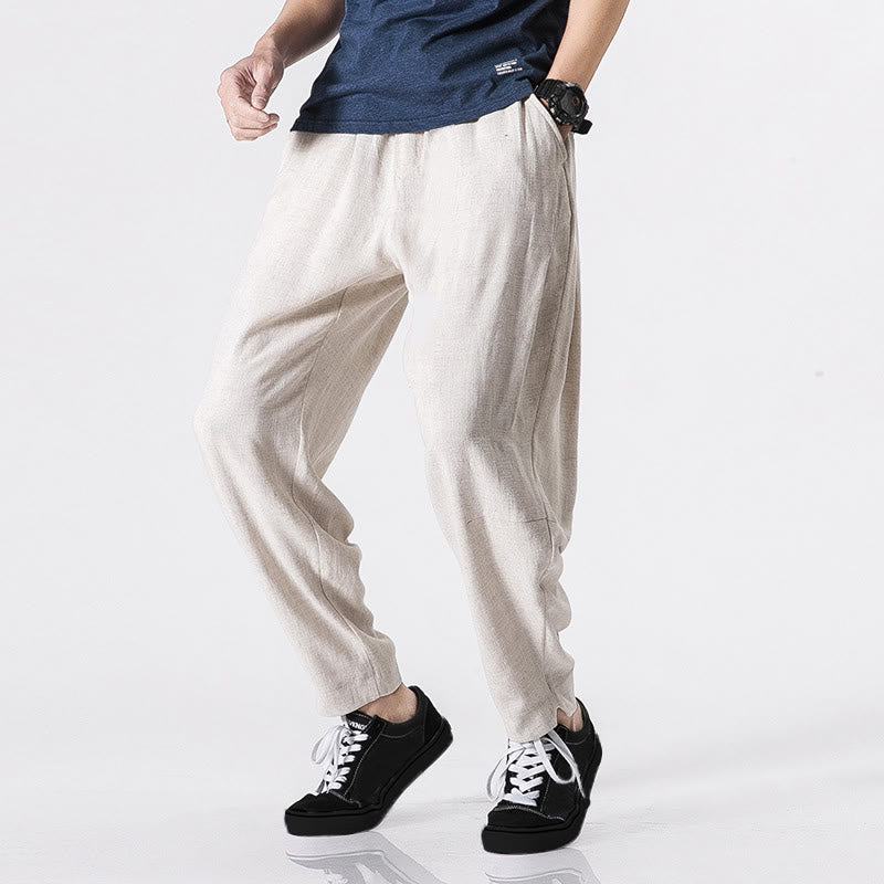 Buddha Stones Pantalones de poliéster para hombre con cintura elástica y bolsillos hasta el tobillo - Blanco - US/UK/AU46, EU56 (5XL) - image 1