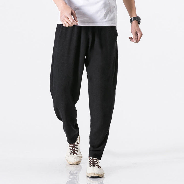 Buddha Stones Pantalones de poliéster para hombre con cintura elástica y bolsillos hasta el tobillo - Negro - US/UK/AU46, EU56 (5XL) - image 4